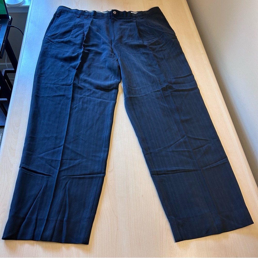 Vintage Baracuta Relax Classic Black Men's Dress Pants 100% Silk